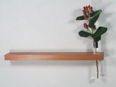 Mini Wandregal mit Vase Elsbeere 40 cm